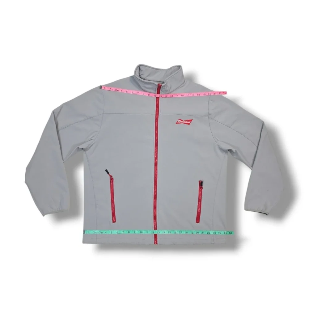Budweiser/Bud Light Full Zip Vendor/Dealer Grey Fleece Lined Jacket Men's XL‎